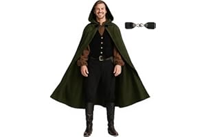 JPXH Medieval Hooded Cloak Renaissance Cape for Men and Women Halloween Costume
