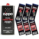 Zippo Gift Set - 12 Fl.oz Fluid Fuel and 3 Wick Card & 3 Flint Card (18 Flints)