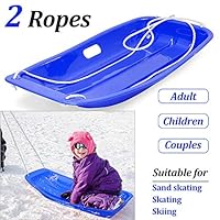 KALUOLA Snow Sleds Toboggans, Sledges & Toboggans Heavy Duty Sledge Toboggan Sleigh Sled 2 Rope Plastic Unisex Kids Adults Ski Fun Board - Blue