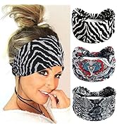 CAKURE Black Headbands African Head Wrap Knot Head Bands Wide Turban Elastic Hairbands for Women ...