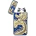 Padgene Electronic Pulse Double Arc Cigarette Lighter, Chinese Dragon Windproof Flameless USB Rechargeable Arc Lighter, Dark Blue