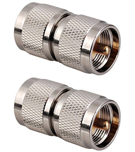 CESS RF Coaxial Coax Adapter - UHF Male to Male PL-259 Connector - UHF Male to UHF Male PL259 RF Straight Connector (2 Pack)