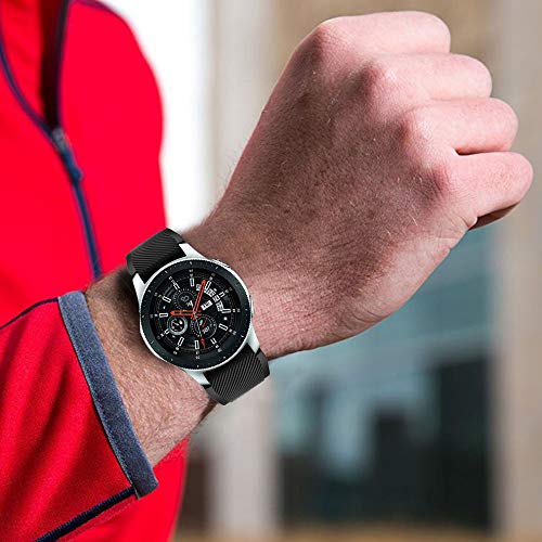 CSSD Soft Silica Gel Replacement Watch Strap Compatible for Samsung Galaxy Watch 46mm, Fashion Watch Accessories Solid Color Lightweight Bracelet Watch Strap Band for Women Men (46mm, Black)