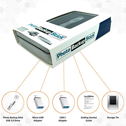 Photo Backup Stick Universal for Windows & Mac Computers, iPhones