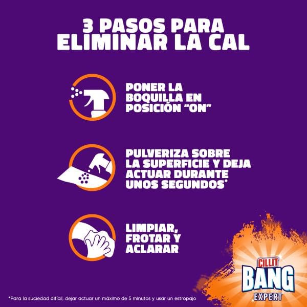 Cillit bang lime and dirt, poderoso limpador de banheiro e cozinha, formato spray - embalagem de 3 x 1 l, total de 3 l