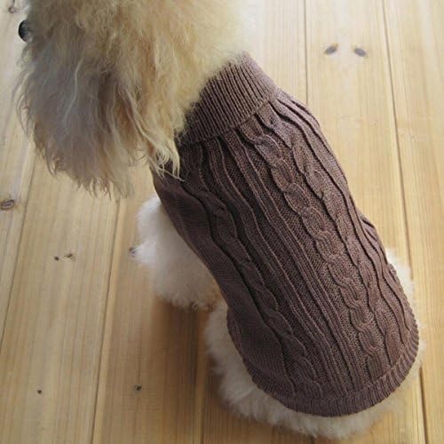 RBL Pets Lapel Sweater for Dogs Classical Strip Pullover Apparel (L, Brown)
