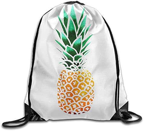 Summer Street Printed Cute Pineapple Unisex Drawstring Backpack Travel Sports Bag Drawstring Beam Port Backpack.