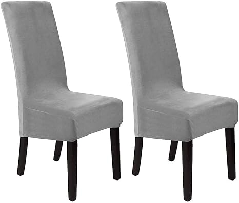 Piccocasa 2 Pack Velvet Spandex Fabric Stretch Dining Chair Covers Super Fit Chair Protector Home Decor Washable Light Grey Large Amazon De Kuche Haushalt