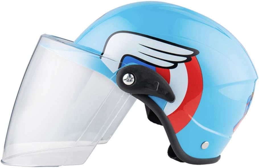 WOSAWE Children's Helmet Cute Cartoon Open Face Motorbike Motorcycle Safety Protective Half Helmet with Sun Visor for Kids Age 2-8