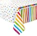 Oojami 4 Pack Polka Dot Plastic Tablecloth, 108 x 54, with White dots (Rainbow) primary
