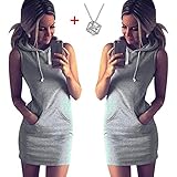 Lookatool Fashion Womens Summer Casual Sleeveless Hoody Dress (S, Gray)