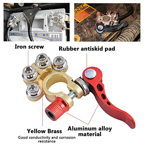 2Pcs Battery Terminal Connectors, 4 Way Positive Negative Car Battery