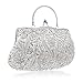 SSMY Beaded Sequin Design Flower Evening Purse Large Clutch Bag