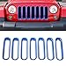 RT-TCZ Front Grill Mesh Grille Insert Frame Trims Cover for Jeep Wrangler JK&Rubicon Sahara & Unlimited 2007-2017[7PCS]