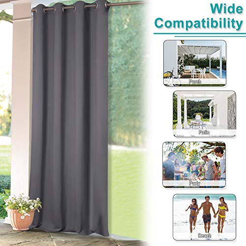 Nicetown Patio Door Curtains Grey Thermal Insulated Ring Top