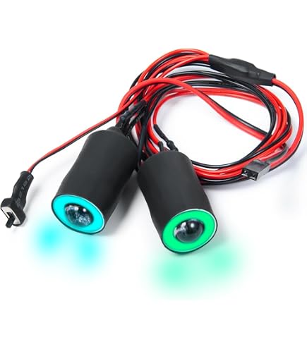 QUE-T 13mm 2 LEDs Angel Eyes & Demon Eyes LED Headlight/Back Light for 1:10 RC Model Crawler Cars, (Green + White, 13MM