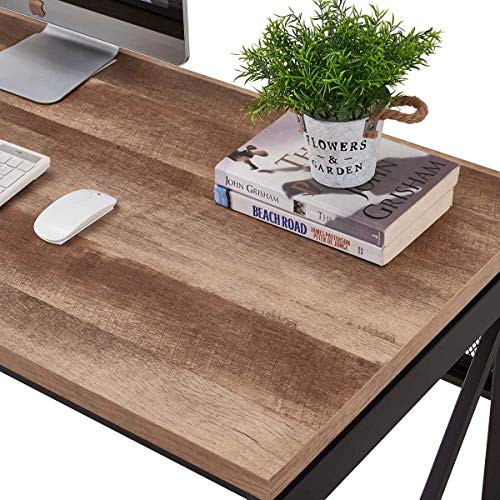 BON AUGURE Industrial Home Office Desks, Rustic Wood Computer Desk, Farmhouse Sturdy Metal Writing Desk (60 Inch… - Image 3