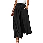 Eytino Womens Plus Size Wide Leg Pants Casual Elastic High Waist Flowy Pants Drawstring Palazzo Pants with Pockets(1X-5X)