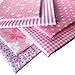 flic-flac 20 x 20 inches (51cmx51cm) Fat Quarter Natural Cotton Quilting Fabric Thick Craft Printed Fabric High Density Bundle Squares Patchwork Lint DIY Sewing (6pcs, Pink)