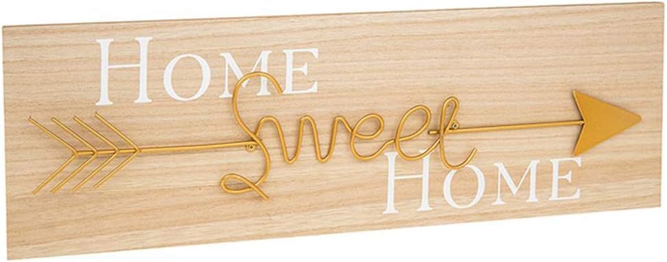 Gifts4uk Home Sweet Home Soft Wood and Metal Gold Arrow Wall Sign Plaque 45x15cm