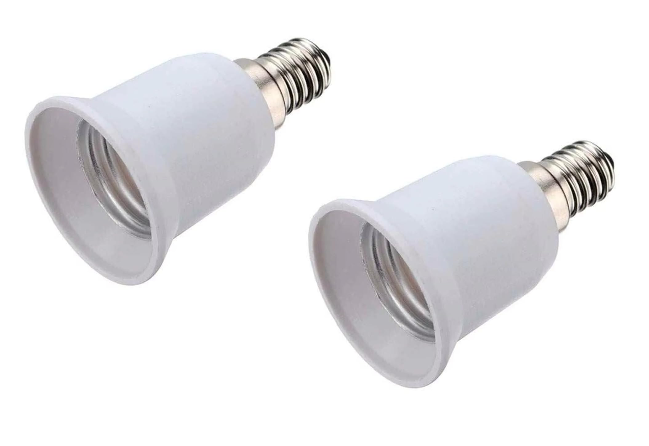 LISSEK Pack of 2 E14 to E27 Lamp Socket Adapter Converter for LED, Halogen and Energy Saving Bulbs