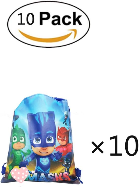 10 Pack Reusable Superhero Drawstring Party Bag Children Birthday Party Supplies Goodie Bags for Kids Party Bags,Superhero Drawstring Party Favours Bag Kids Pack for Boys and Girls (PJ)