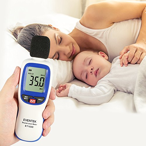 image for Eventek Digital Sound Level Meter, Decibel Meter Range 30-130dBA, Accu