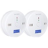2 Packs Carbon Monoxide Detectors Carbon Monoxide Alarm CO Alarm Detector Monitor with LED Digital Display Battery Operated