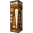 OCB Virgin Unbleached Pre-Rolled Rolling Paper Cones 1-1/4 (84mm) Size - 100 Cones