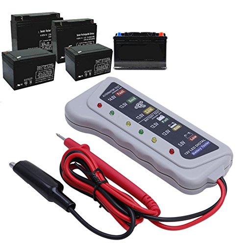 Toyofmine Car Motorcycle Digital Battery Alternator Load Tester 6 LED Display 12V Vehicle