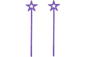 MOFALA 2PCS Star Wand, Children's Creative Handheld Pentagram Plastic Magic Wand, Role-Playing Enlightenment Toys, Educational and Creative Performance Props (Purple)