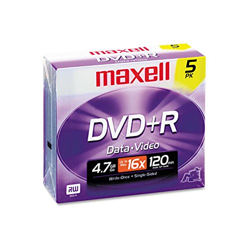 ** DVD+R Discs, 4.7GB, 16x, w/Jewel Cases, Silver, 5/Pack **