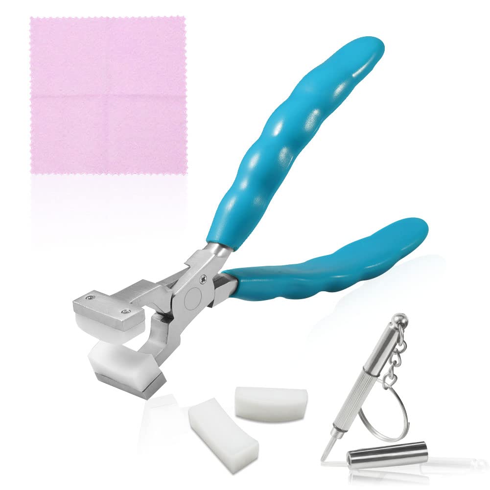 SPEEDWOX 6 Inches Bracelet Bending Pliers Stainless Steel Eyeglasses Repairing Plier Nylon Jaw, Optical Glasses Frames Repair Assembling & Adjusting Hand Tools with Screwdriver and Glasses Cloth