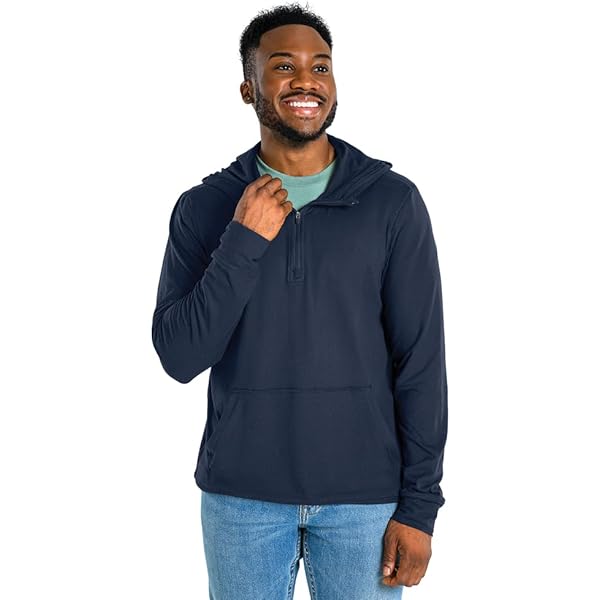 New Balance Men's Tenacity Hooded Quarter Zip, Marine Blue, X