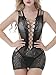 FasiCat Women's Mesh Lingerie for Women Fishnet BabyDoll Mini Dress Free Size Bodysuit Black6