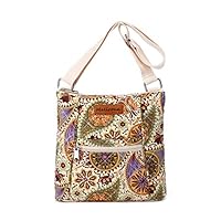 Malirona Women Crossbody Purse Hipster Cross Body Bag Canvas Shoulder Handbag Floral Design (Yellow Flower)