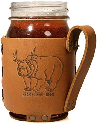 Regular 16-oz Mason Jar with the Beer Bear Logo - Bear + Deer = Beer/Bear with Antlers