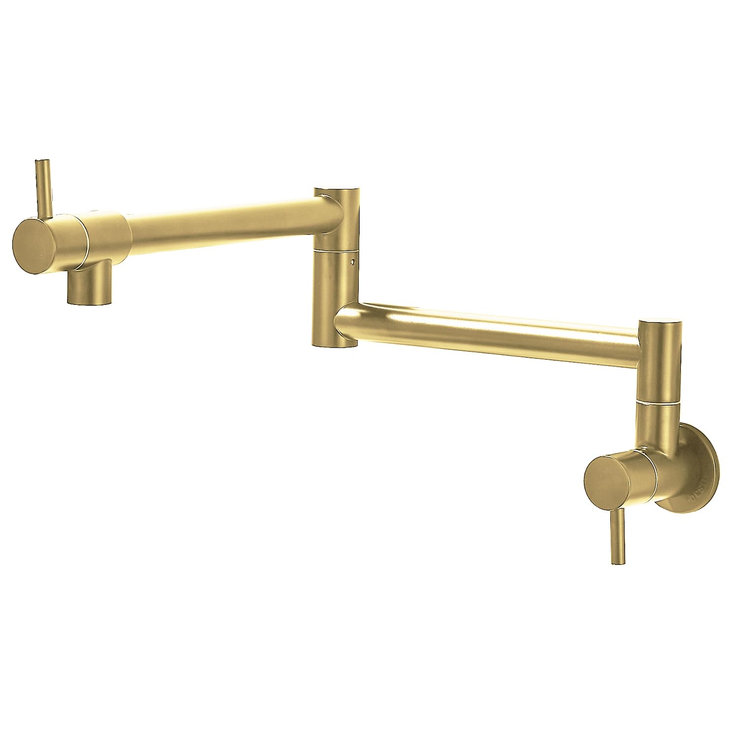 Votamuta Brushed Gold Wall Mounted Single Handle Pot Filler Kitchen Faucet with Double Joint Swing Arm