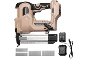 WOODSTARTER Cordless 2-in-1 Brad Nailer (Battery&Charger), 2 inches 18GA, 400 Nails, Depth Adjustment, 2 firing Modes, LED Lights, Compatible with Makita 20V Batteries, Lightweight