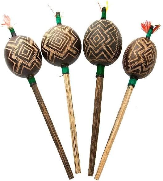 Peruvian Amazon Shipibo Jungle Ayahuasca Symbol Rattle - (SML) Green (Sold individually)
