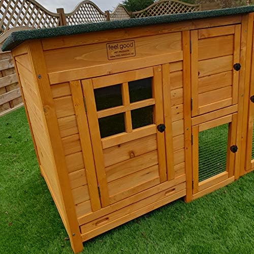 FeelGoodUK Chester Chicken Coop and Run Lift Up Lid Nestbox Ventilated Perches Locks Solid Wood 160cm Width 75cm Depth 80cm Height - Image 3
