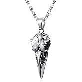KIRTIJW Skull Necklace for Men Stainless Steel Gothic Punk Emo Biker Necklace Jewelry for Men 60cm