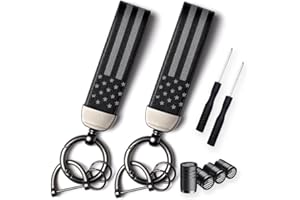 Amasodaon Car Key Chain (2 Sets) Premium American Flag Car Keychain with Zinc Alloy Ring – USA Flag Durable Key Holder Suitable for All Kinds of Automobiles - Unisex Accessories