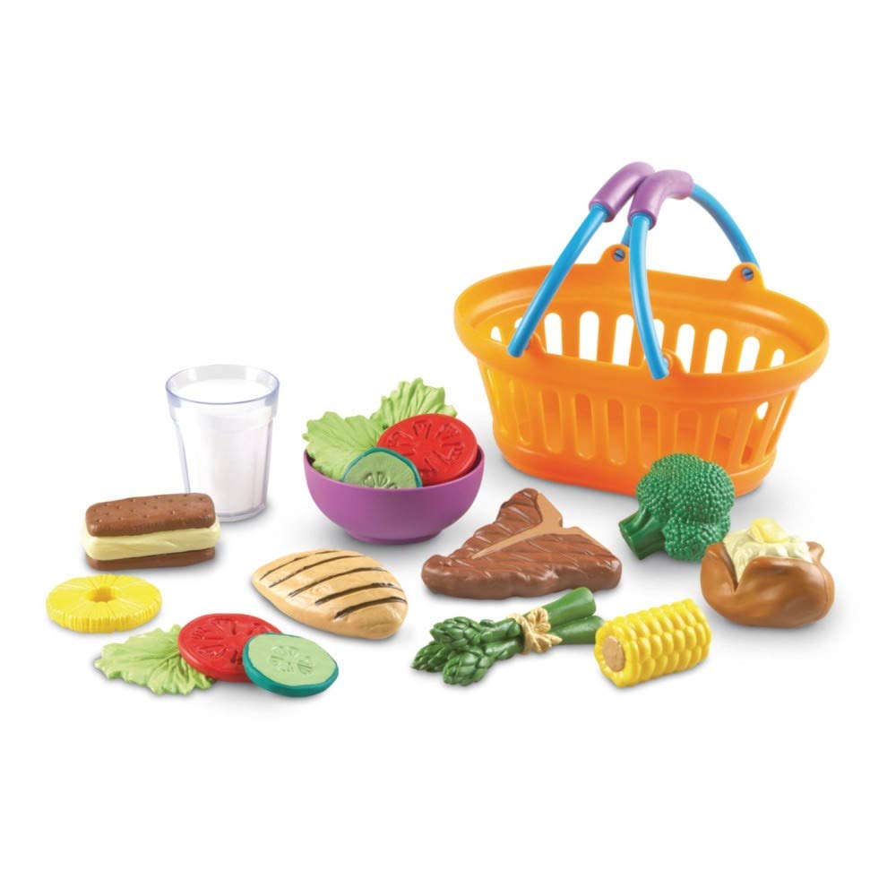 Learning Resources New Sprouts Dinner Basket, Pretend Play Toy for Toddlers, Preschool Learning Toys, Kitchen Play Toys for Kids