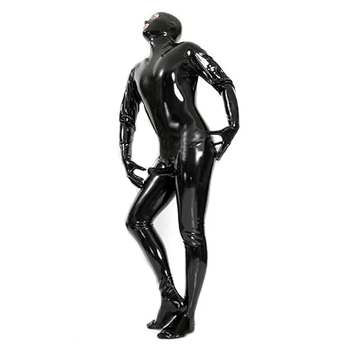BQQ Men's Sexy Vinyl Leather Lingerie Costume, Stage Catsuit Slave Toy, Sexy  Men's Chastity Straitjacket with Latex Mask (Schwarz XL),X-Large in Kenya