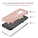 BENTOBEN Compatible with LG G6 Case, Luxury Glitter Sparkly Bling Slim 2 in 1 Hybrid Hard PC Cover Flexible TPU Laminated Shiny Faux Leather Chrome Shockproof Protective Case for LG G6(2017),Rose Gold