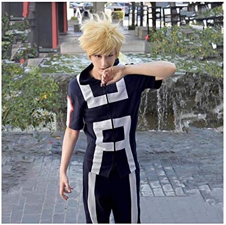 I TURE ME Mens My Hero Academia boku no hero Katsuki Bakugo Academy Gymnastics Uniforms Japanese anime Cosplay blue shirt Izuku Midoriya Todoroki Training gym suit,M