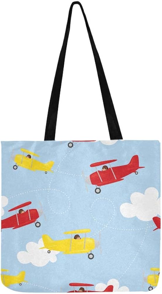 Different Airplanes In The Sky Canvas Tote Handbag Shoulder Bag