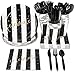 Juvale Black and Gold Party Supplies - Serves 24 - for Graduation, Birthday and Anniversary Parties primary