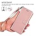 Arae Wallet Case for Samsung Galaxy A50 PU Leather flip case Cover [Stand Feature] with Wrist Strap and [4-Slots] ID&Credit Cards Pocket for Samsung Galaxy A50, Rosegold